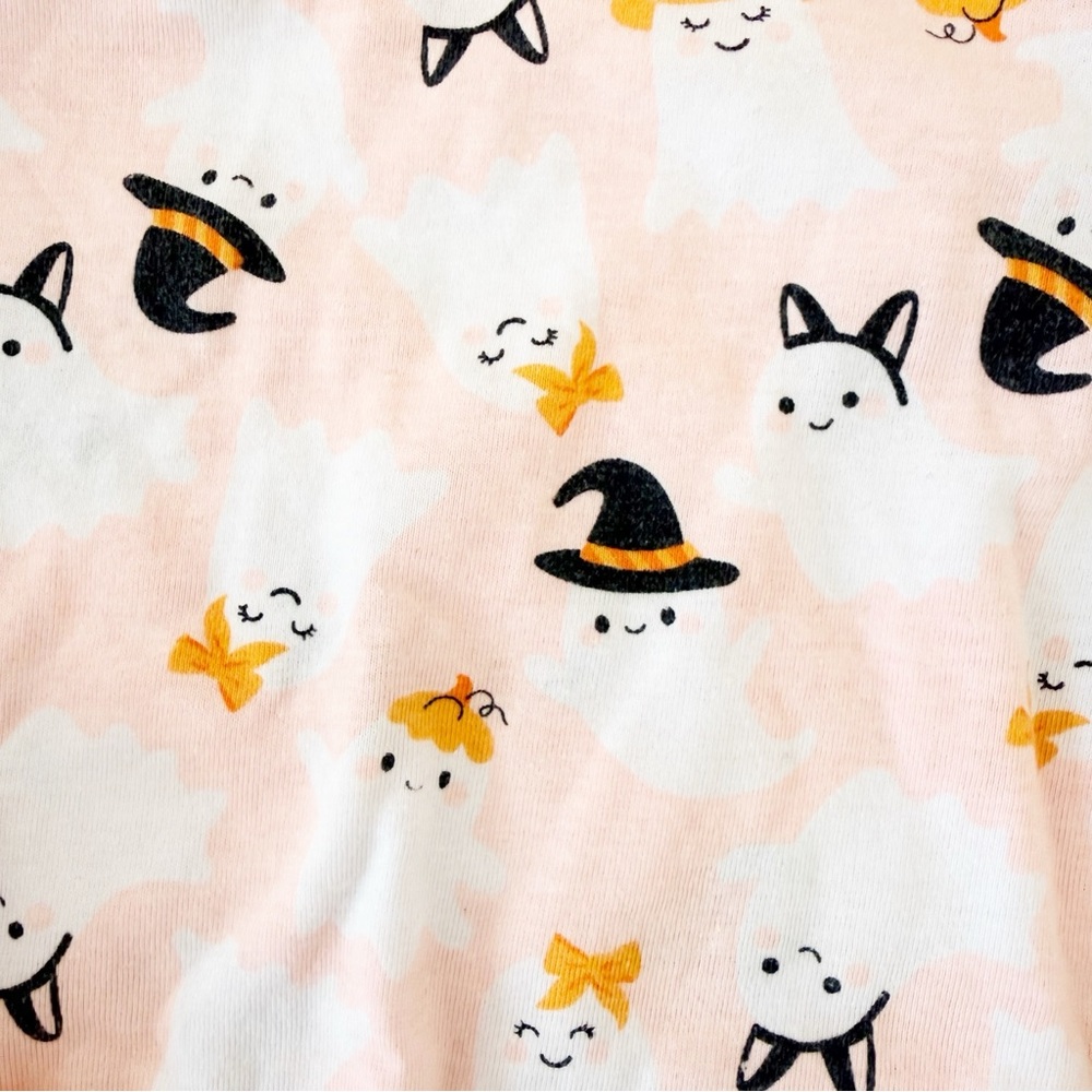 4 PJs and Pumpkins Girl Ghost Print Pajama Set Halloween - Picture 4 of 5